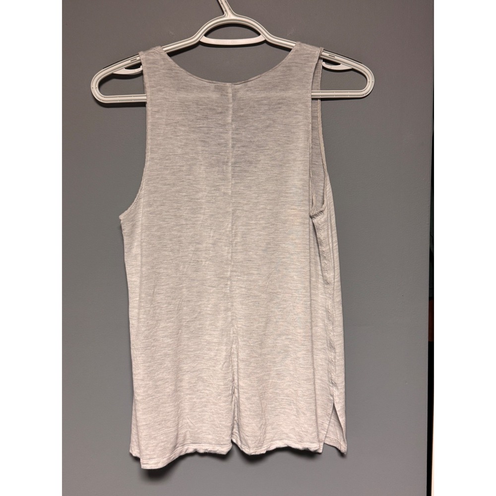 Vince Women Heather Grey V Neck Viscose Tank Top Size Large Minimalist Soft - Picture 6 of 7